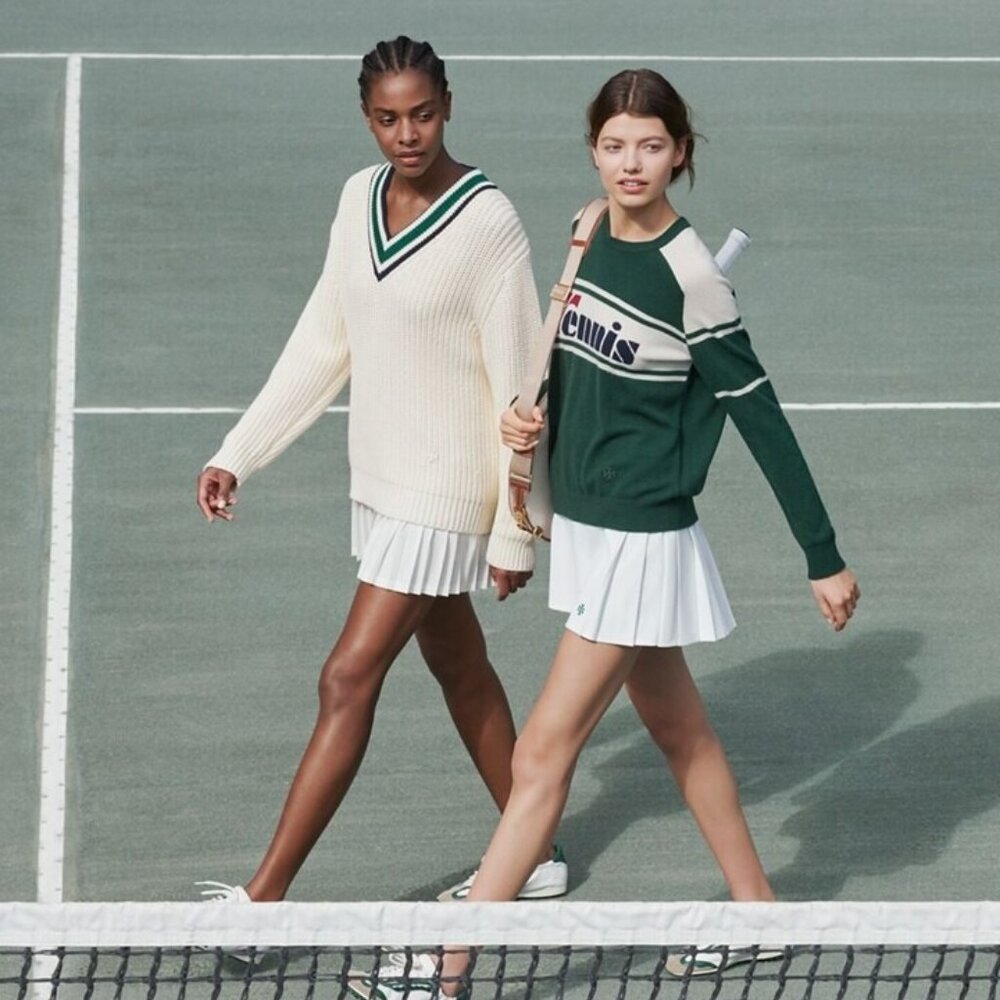 Tory Burch CASHMERE RETRO Tennis Crewneck SWEATER XL